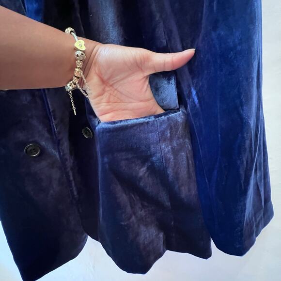 NWOT Talbots Navy Blue Velvet Velveteen Preppy Academia Women's Blazer Size 10P - Picture 9 of 12